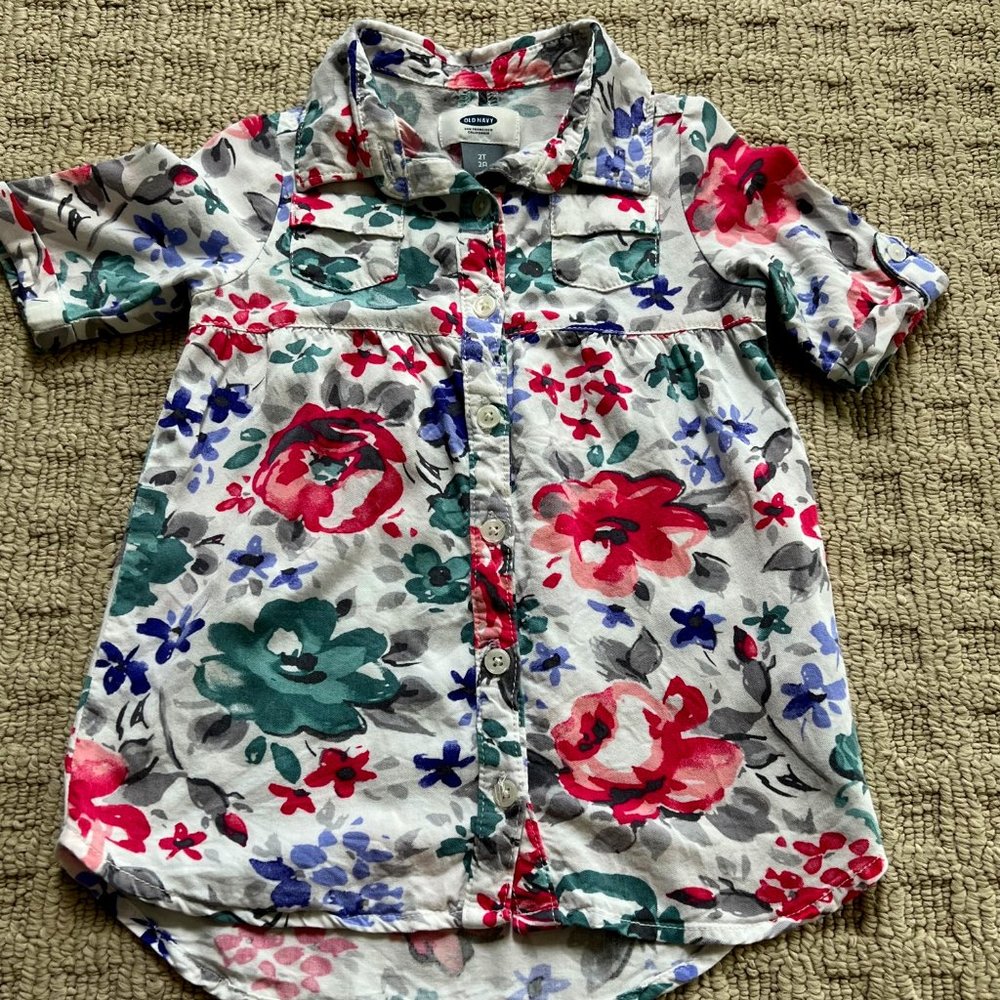 Old Navy - Girls Button Up Shirt Dress - 2T